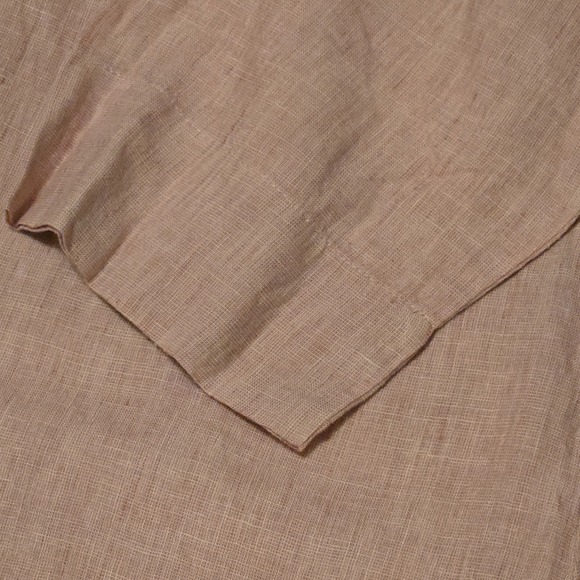 FLAX Linen Tunic Top Womens 1G Dusty Pink Button Down Mandarin Collar 3/4 Sleeve - Picture 4 of 8